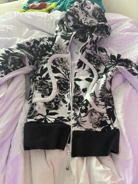 lululemon athletica Black & White Floral Zip Hoodie